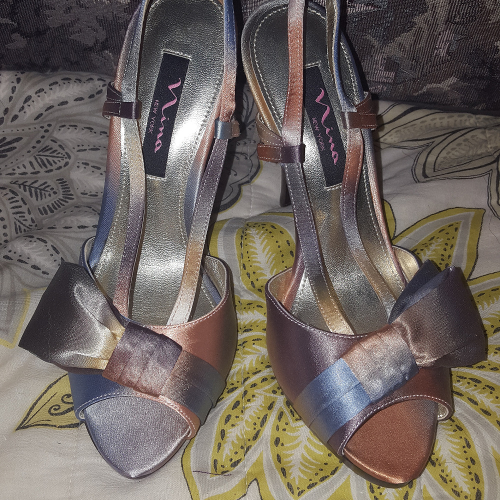 Nina Platform Slingback Heels with Bow